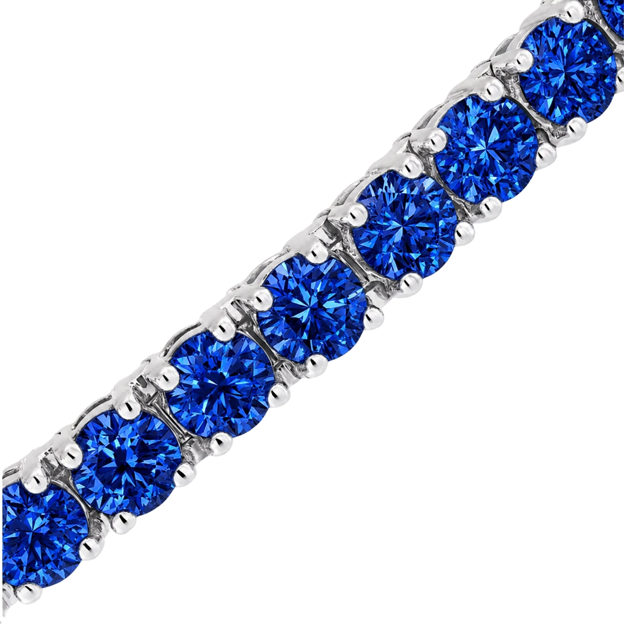 Royal Blue Classic 4.5 CT Round Moissanite Tennis Bracelet 3 mm, 4-Prong, White Gold Vermeil