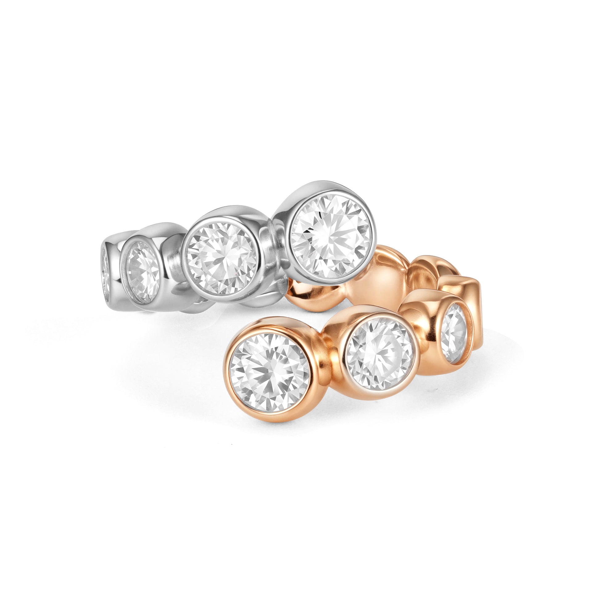 CELESTIAL ETERI DUALIS Ring White & Rose Gold Vermeil with Moissanites