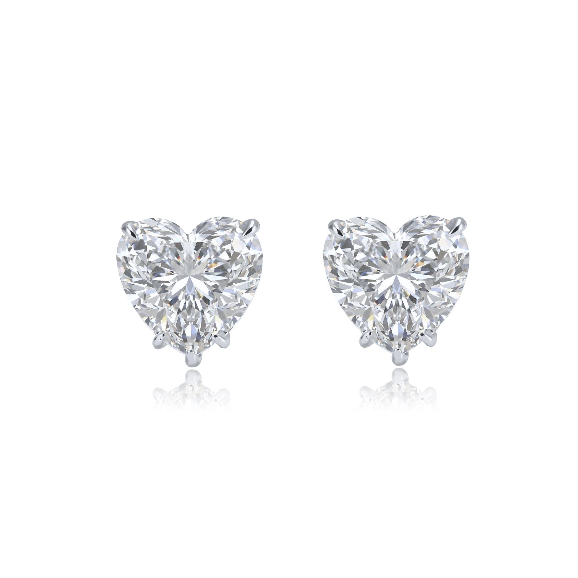 Heart-Shaped Stud Earrings 6 Carat White Gold