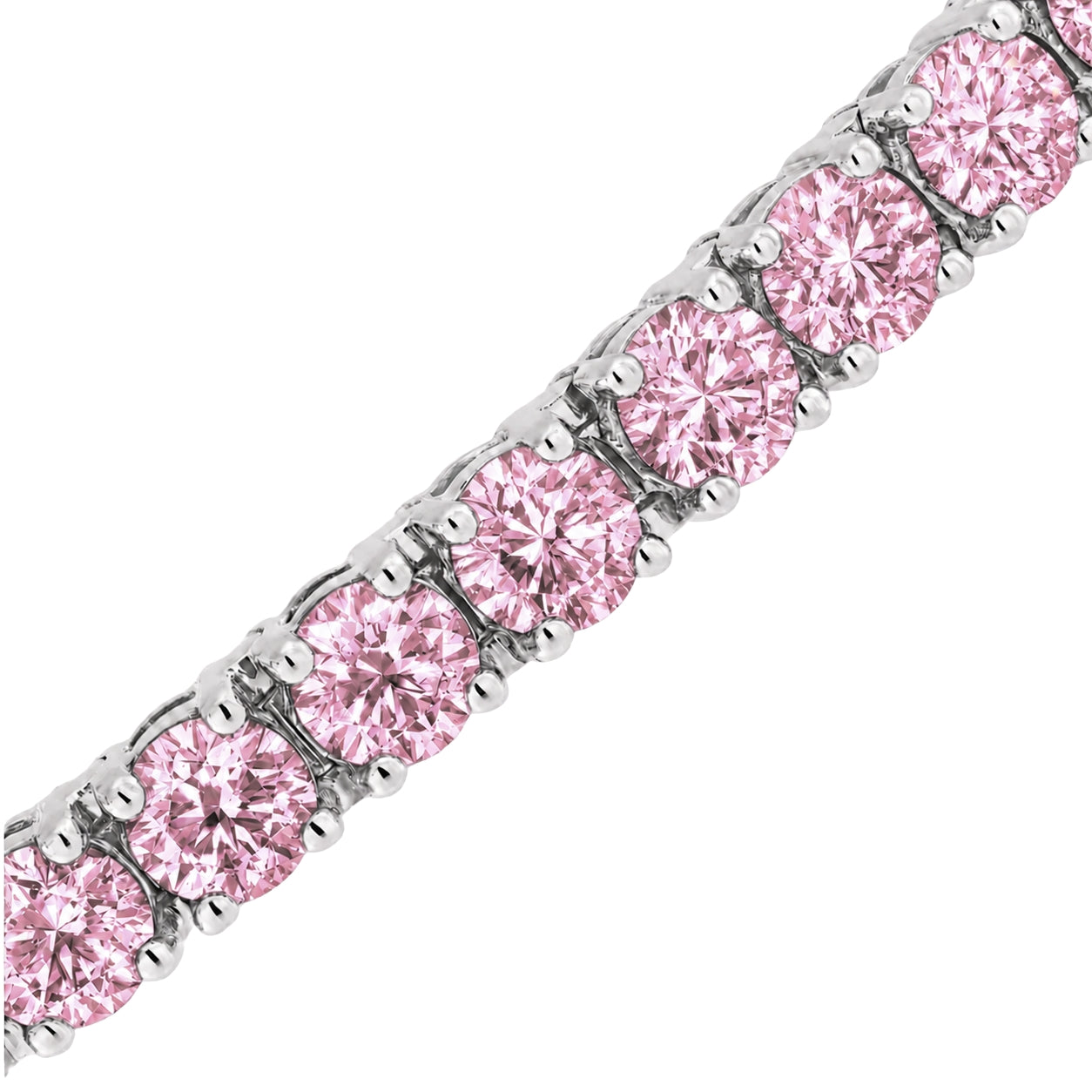 Sakura Pink Classic 4.5 CT Round Moissanite Tennis Bracelet 3 mm, 4-Prong, White Gold Vermeil