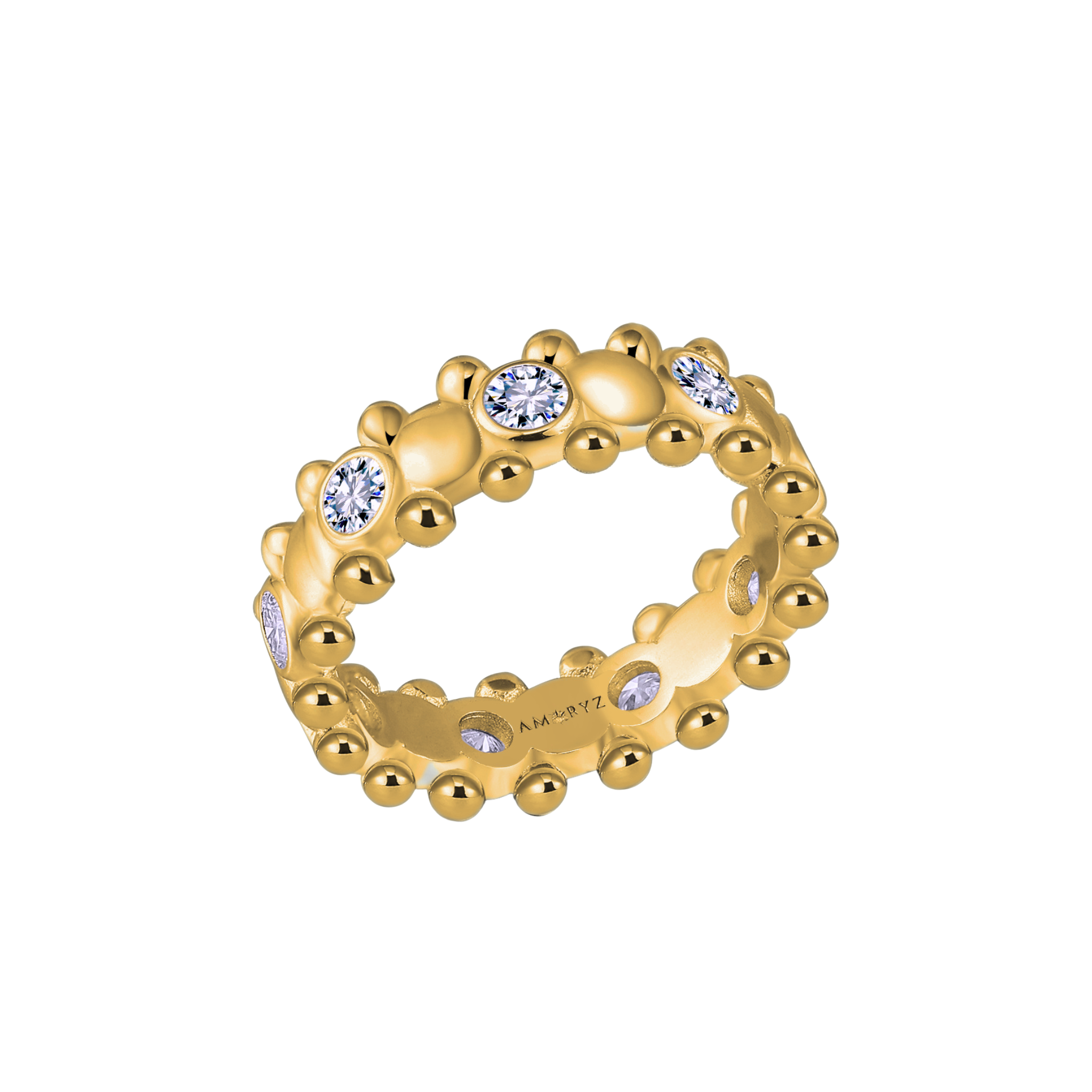 CERBERUS RING 18K Yellow Gold Vermeil with Moissanites