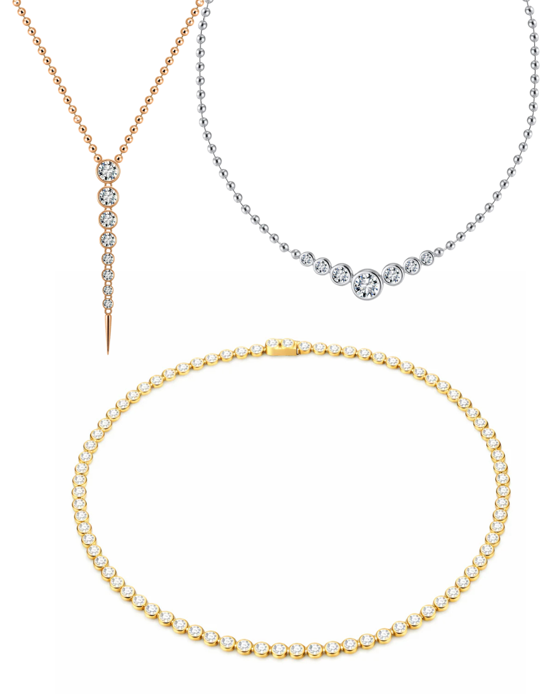 Solid Gold & Moissanite Necklaces