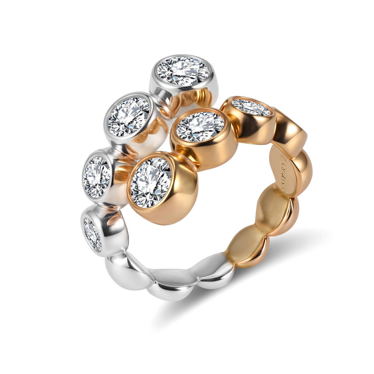 CELESTIAL ETERI DUALIS Ring White & Rose Gold Vermeil with Moissanites