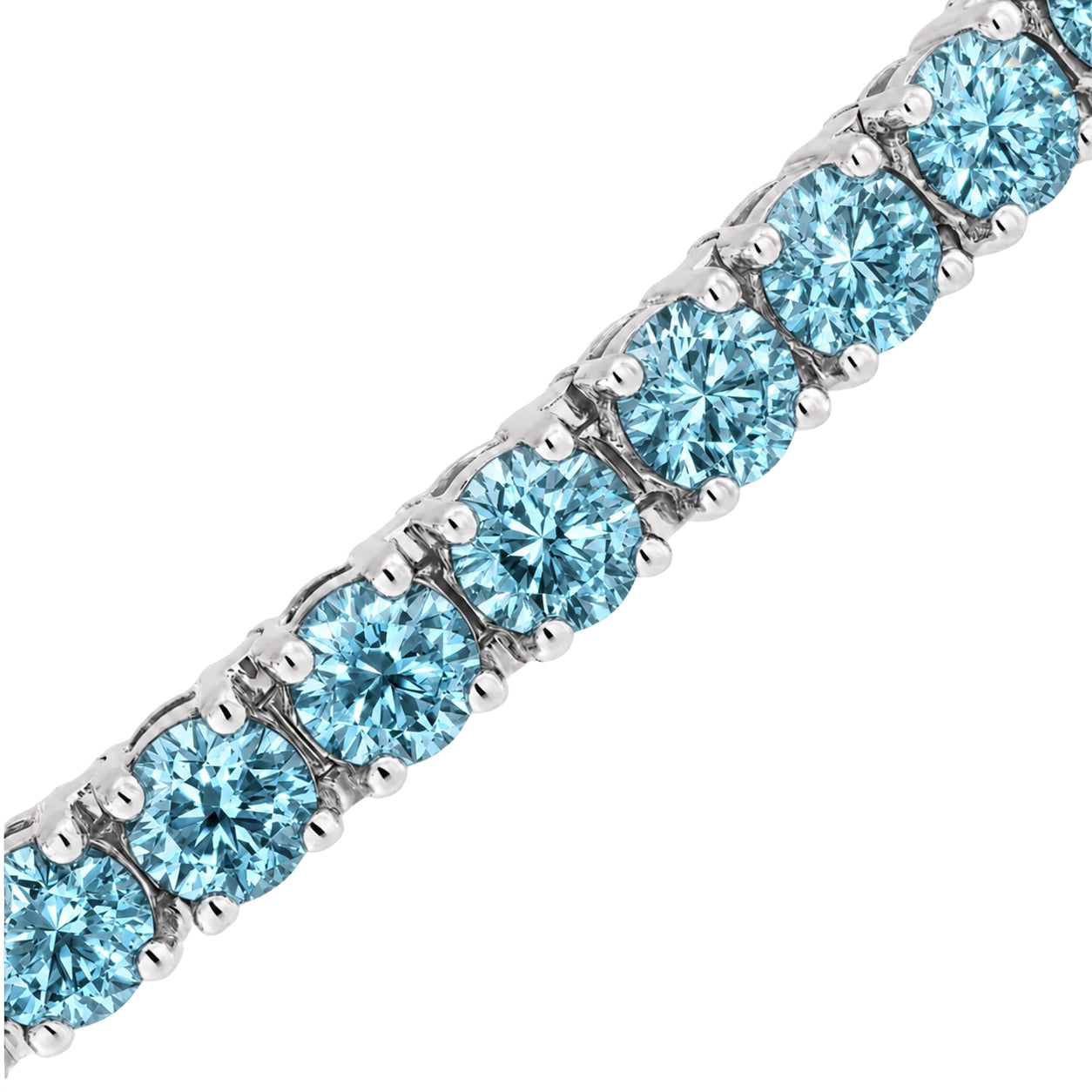 Sea Blue Classic 4.5 CT Round Moissanite Tennis Bracelet 3 mm, 4-Prong, White Gold Vermeil