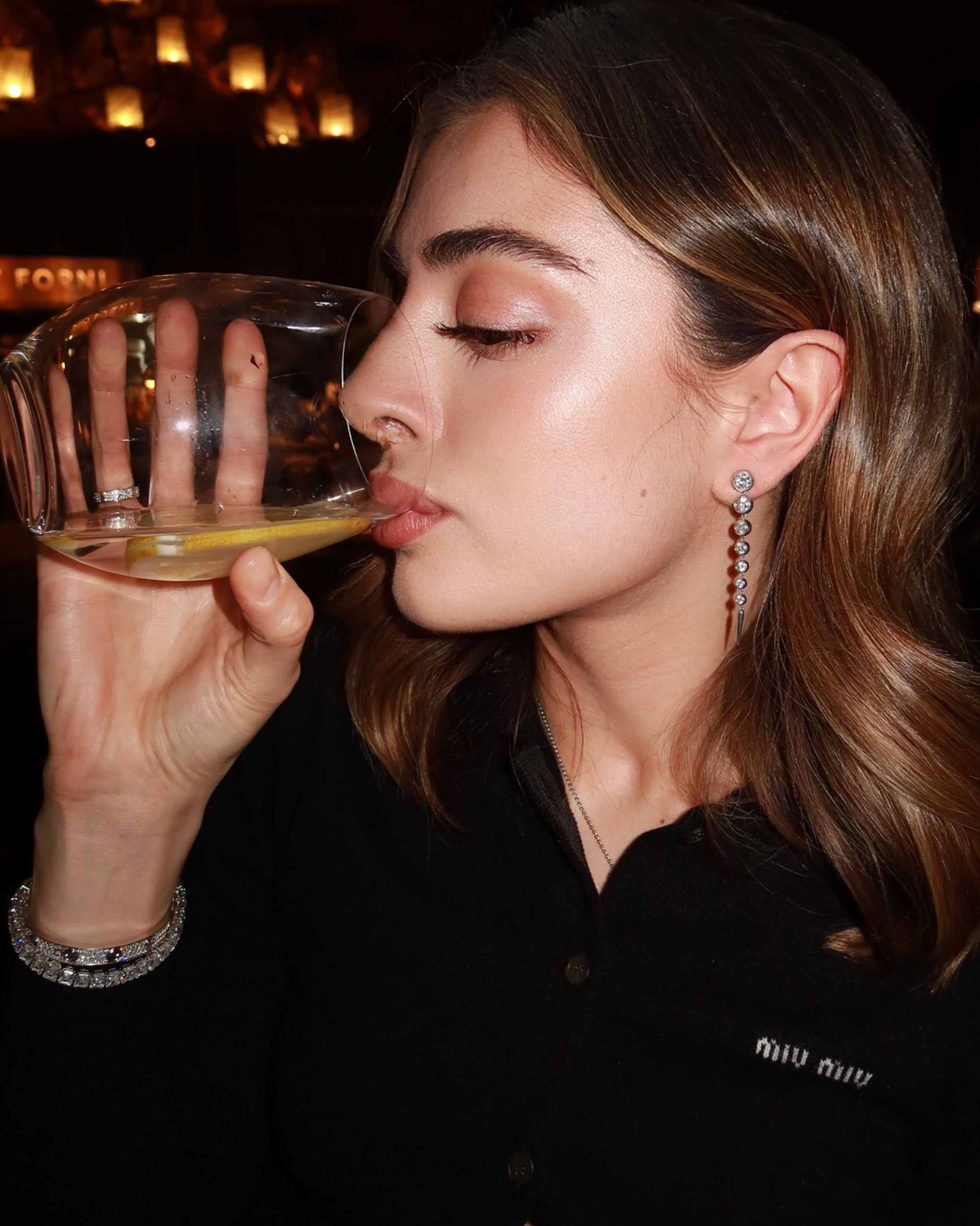 ETERI LONG EARRINGS White Gold Vermeil with Moissanites