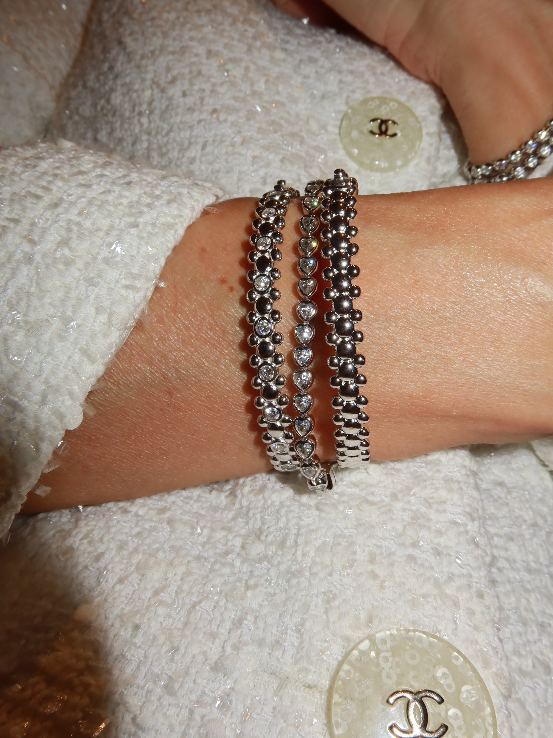 CERBERUS Bangle White Gold Vermeil with Moissanites