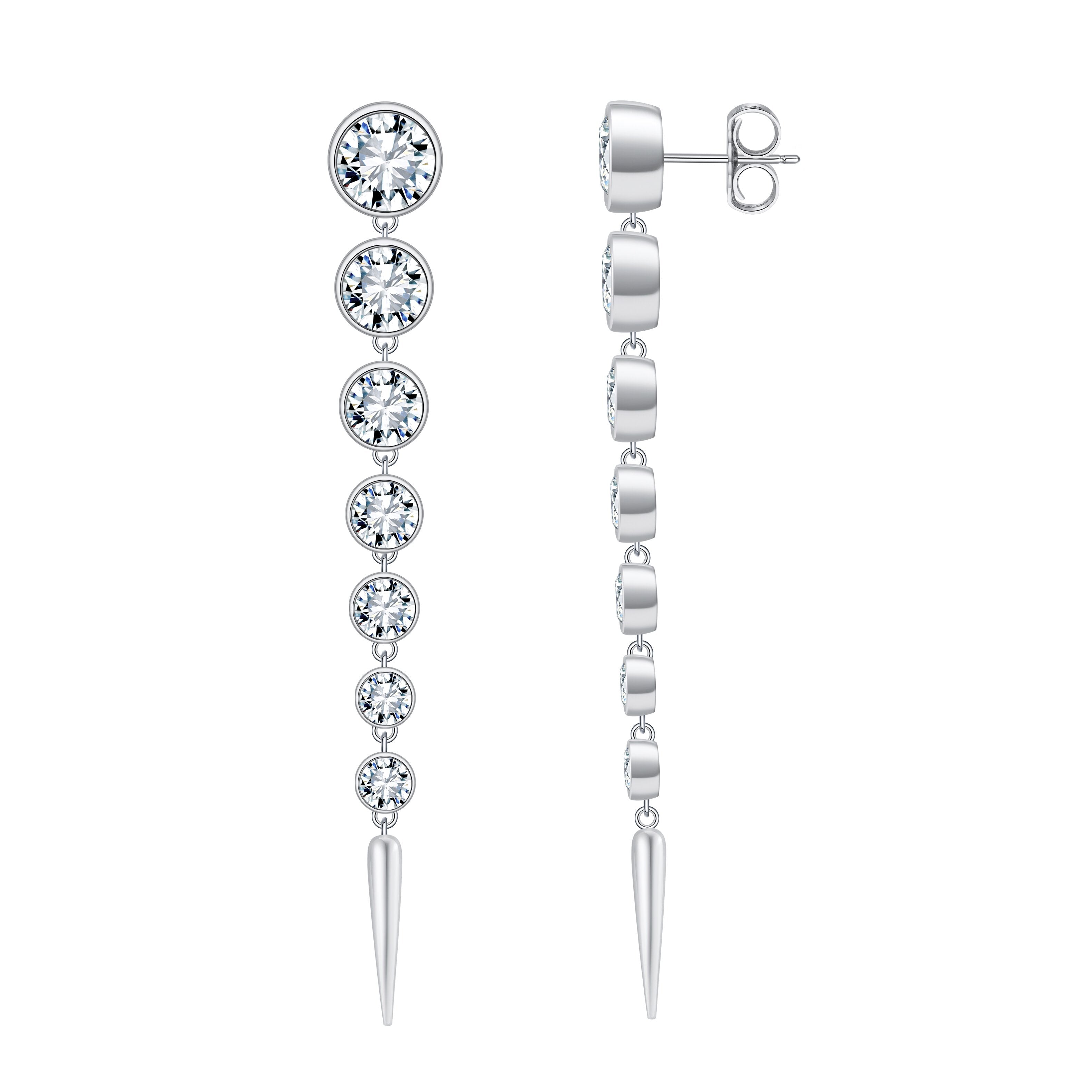 ETERI LONG EARRINGS White Gold Vermeil