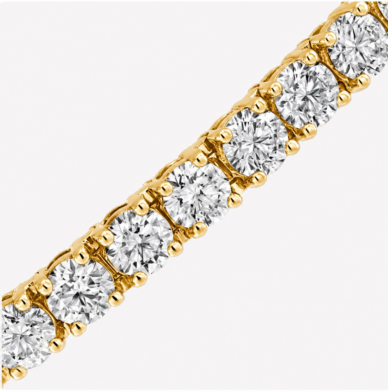 Classic 5 CT Round Moissanite Tennis Bracelet 3 mm, 4-Prong, 18K Yellow Gold Vermeil