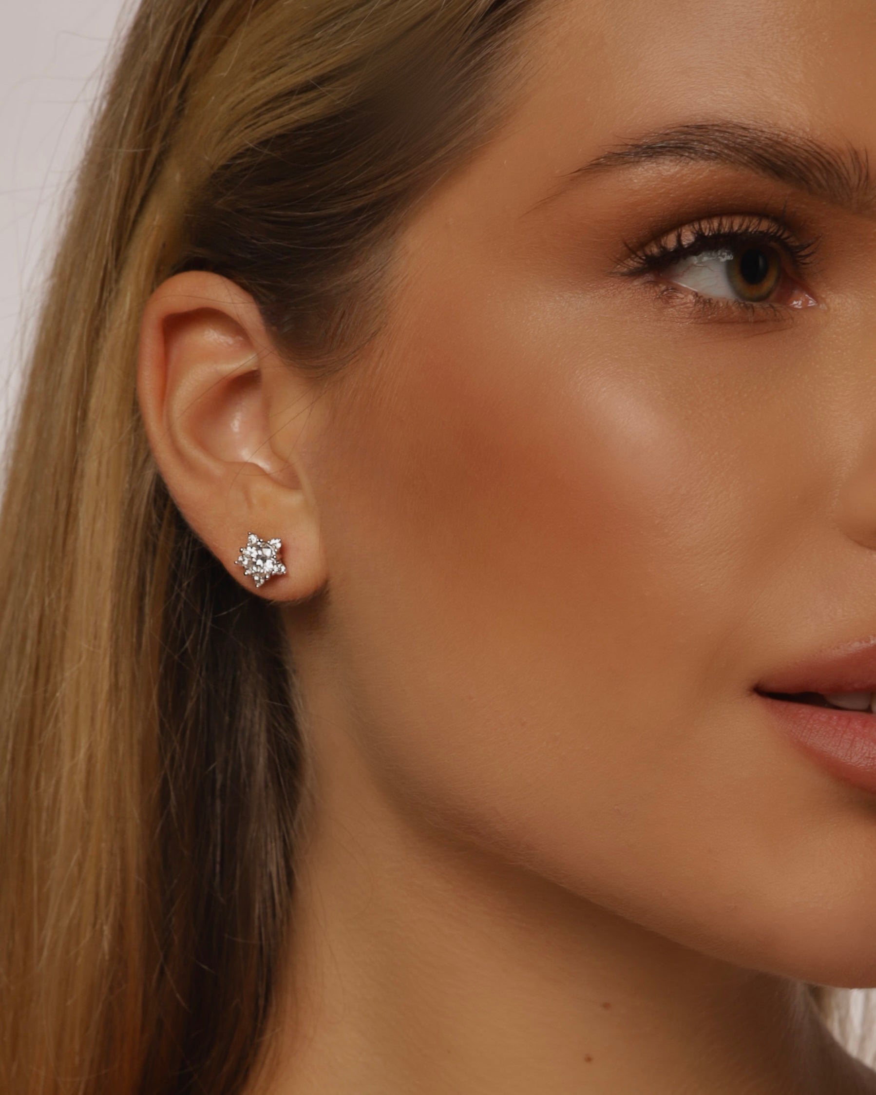 STELLI STUD EARRINGS White Gold Vermeil