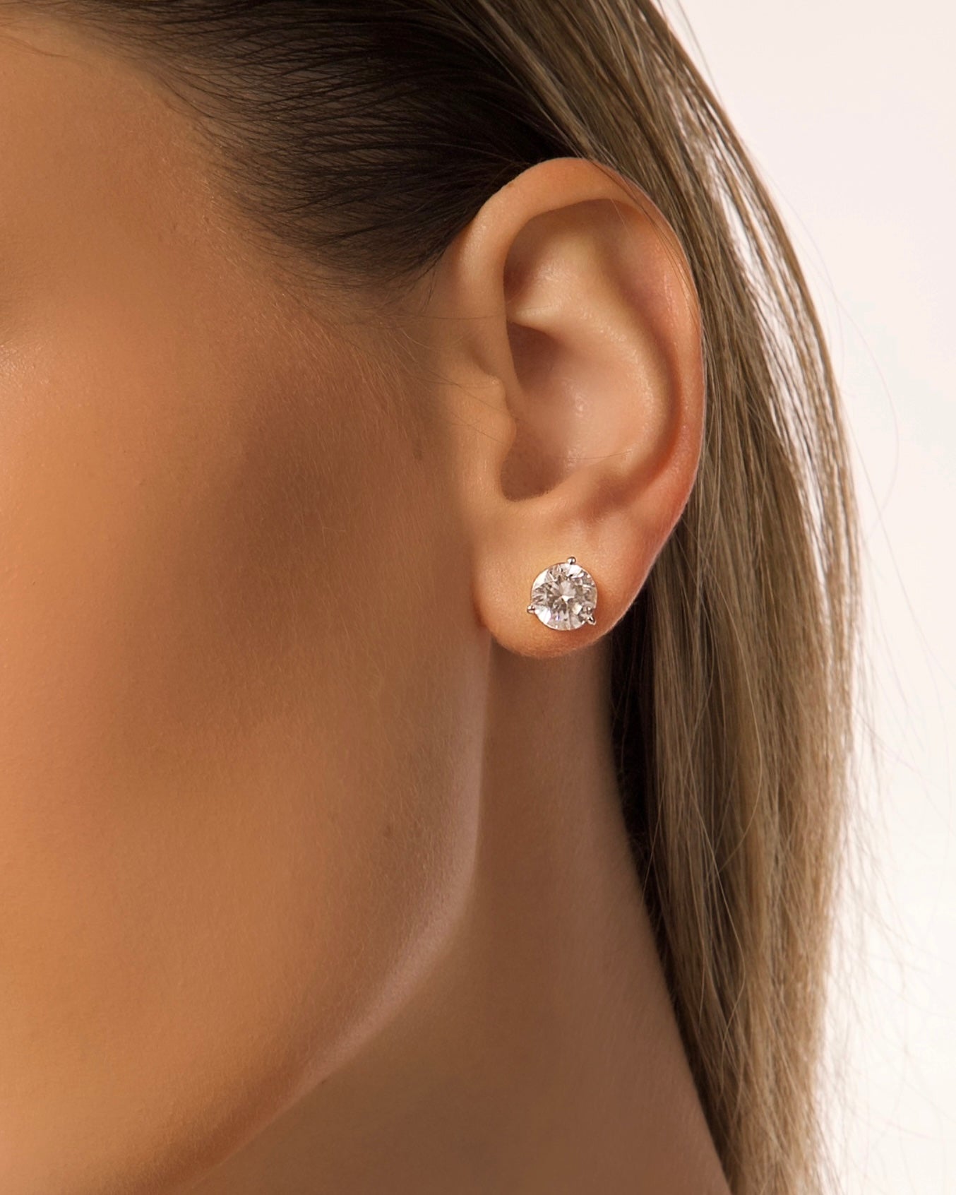 CLASSICA 4 Carat Round Flawless Three-Prong Martini Stud Earrings