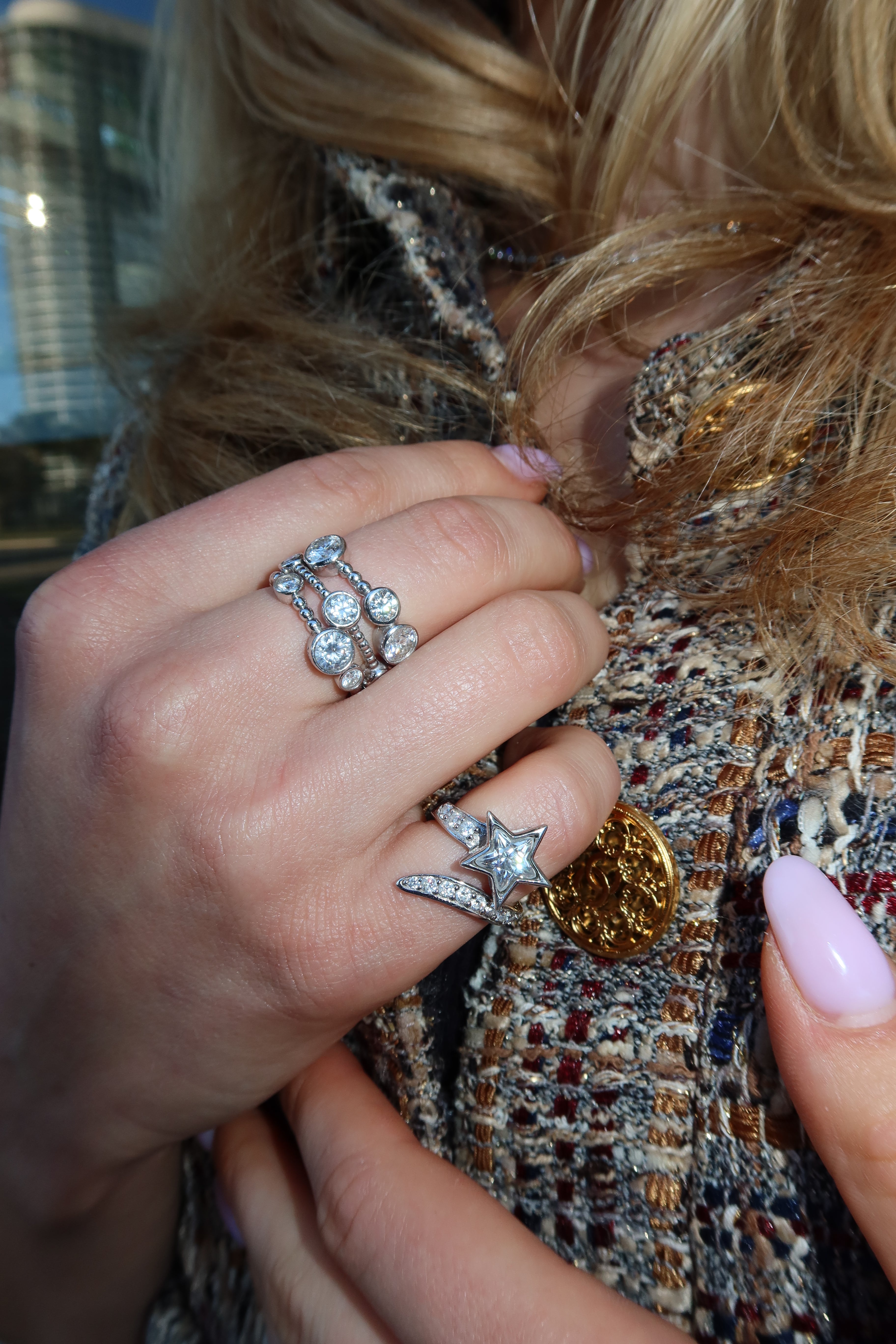 ETERI TRIPLE RING White Gold Vermeil with Moissanites – AMARYZ