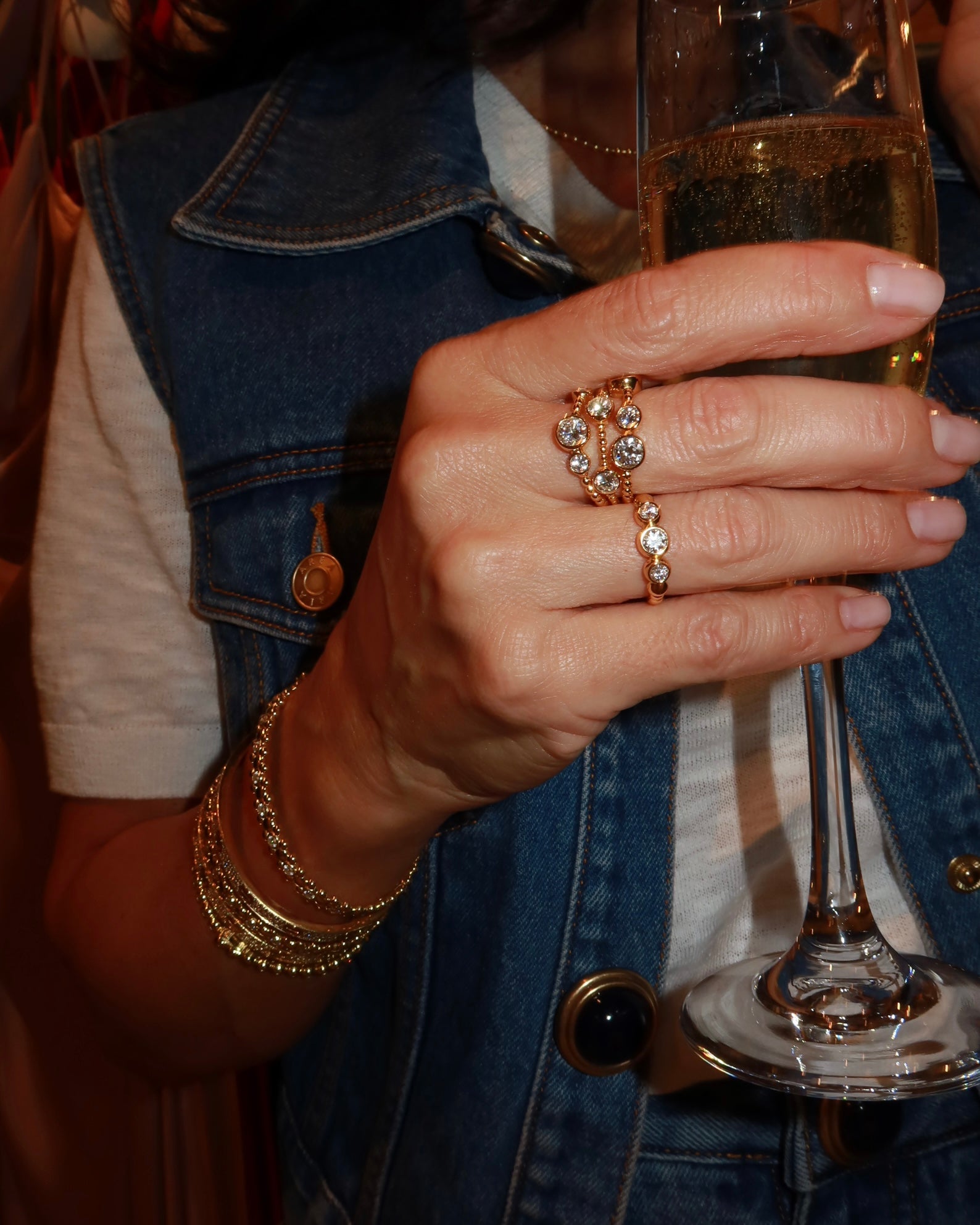 ETERI TRIPLE RING 18K Yellow Gold Vermeil with Moissanites