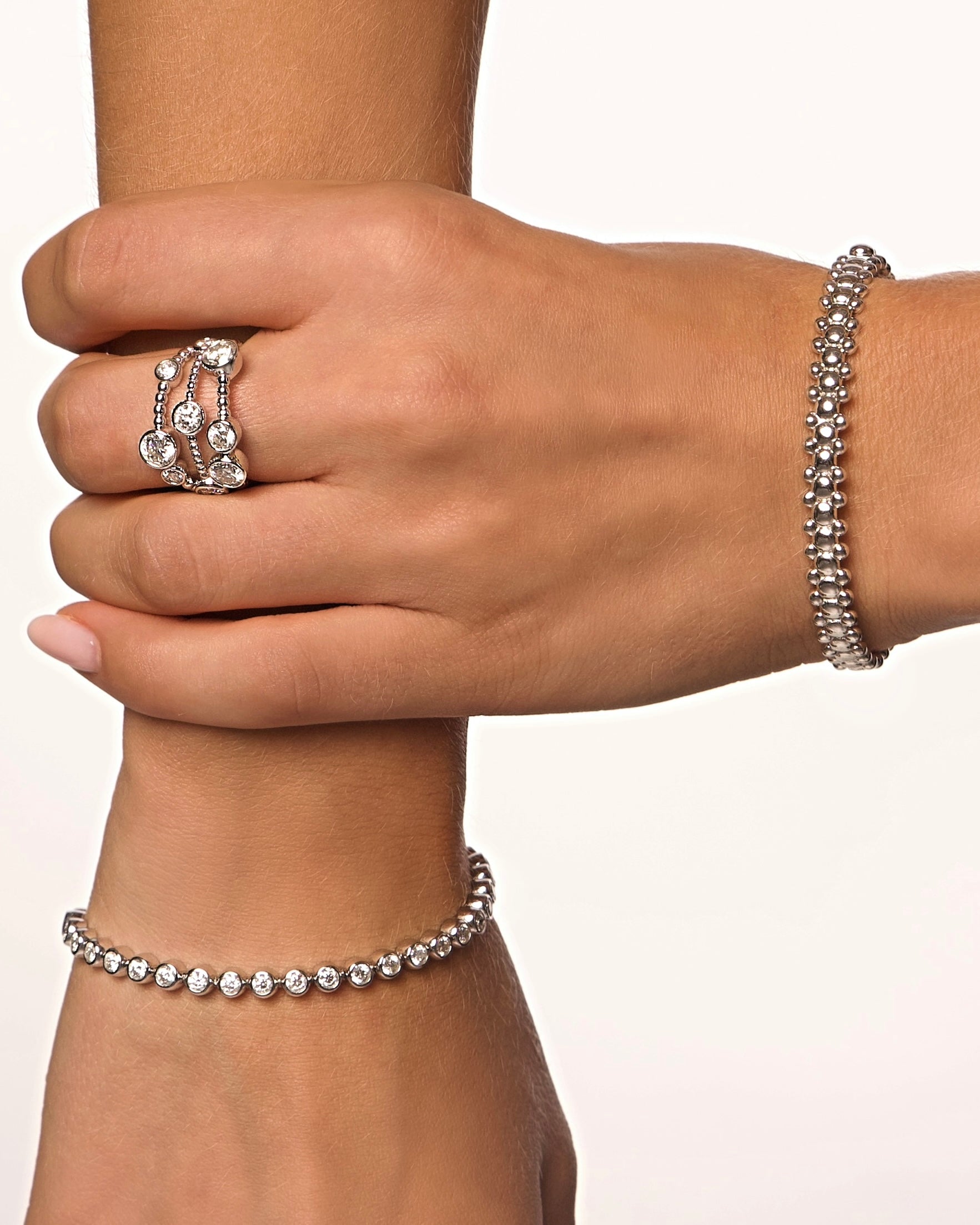CERBERUS Bangle White Gold Vermeil