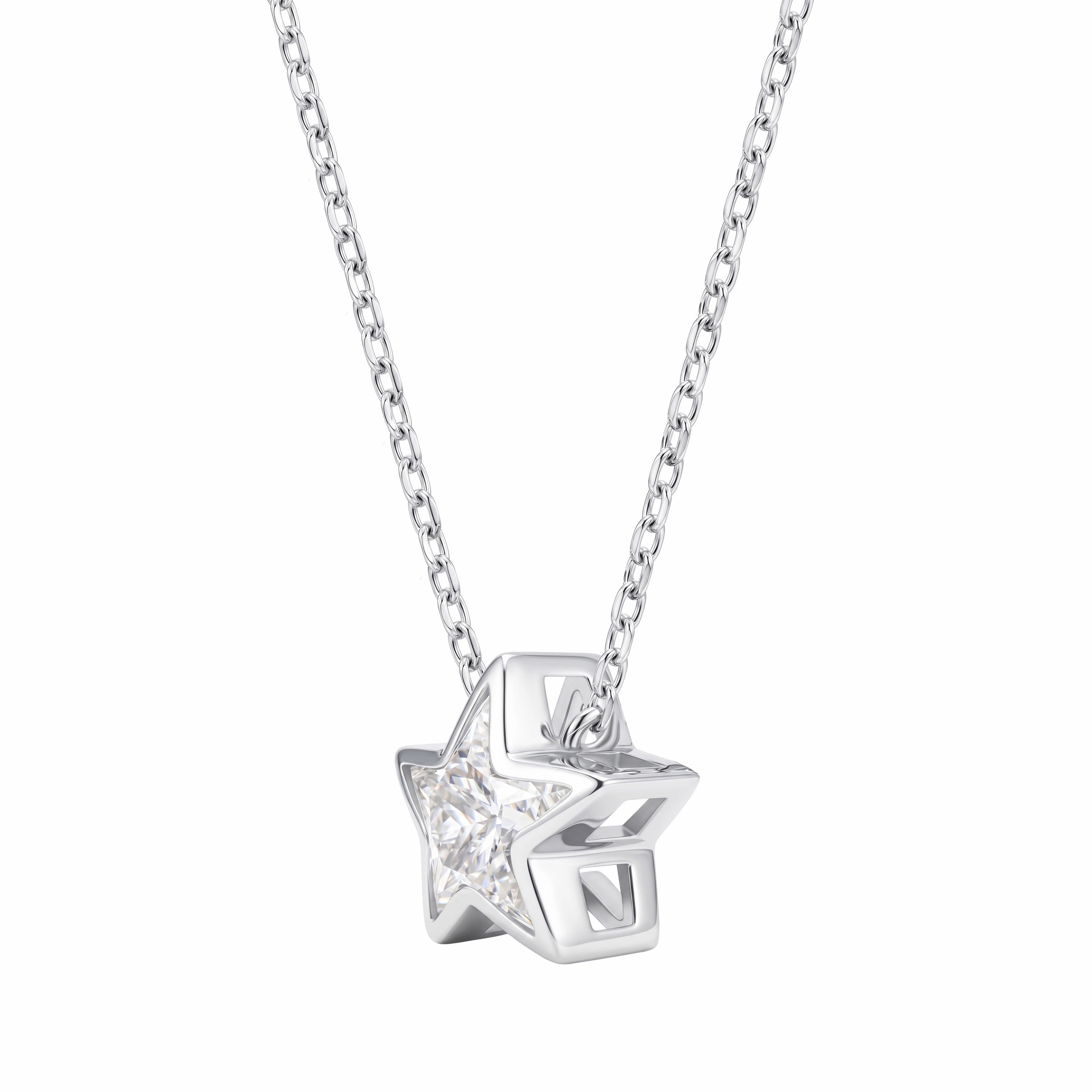 The One Pendant with a Bezel-Set Star-Cut Moissanite on a Chain