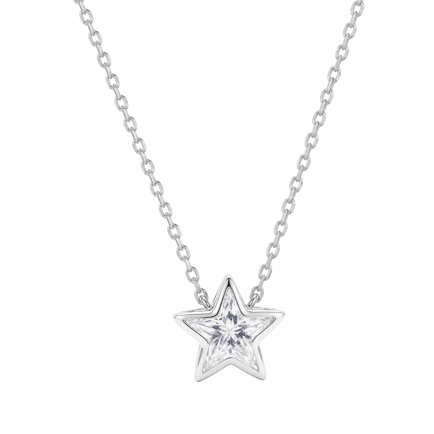 The One Pendant with a Bezel-Set Star-Cut Moissanite on a Chain