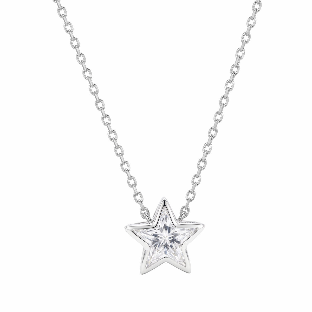 The One Pendant with a Bezel-Set Star-Cut Moissanite on a Chain