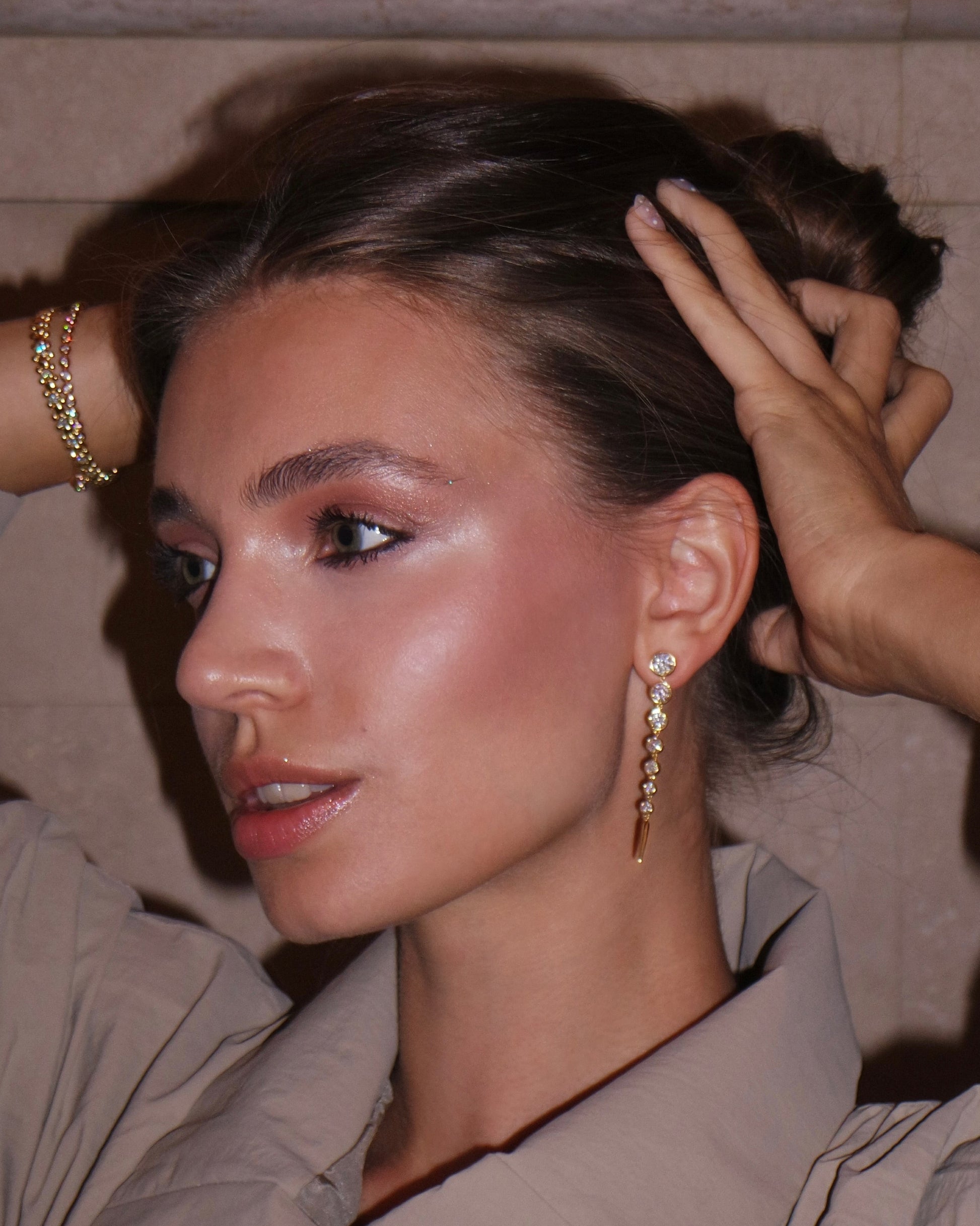 ETERI LONG EARRINGS 14K Yellow Gold Vermeil with Moissanites