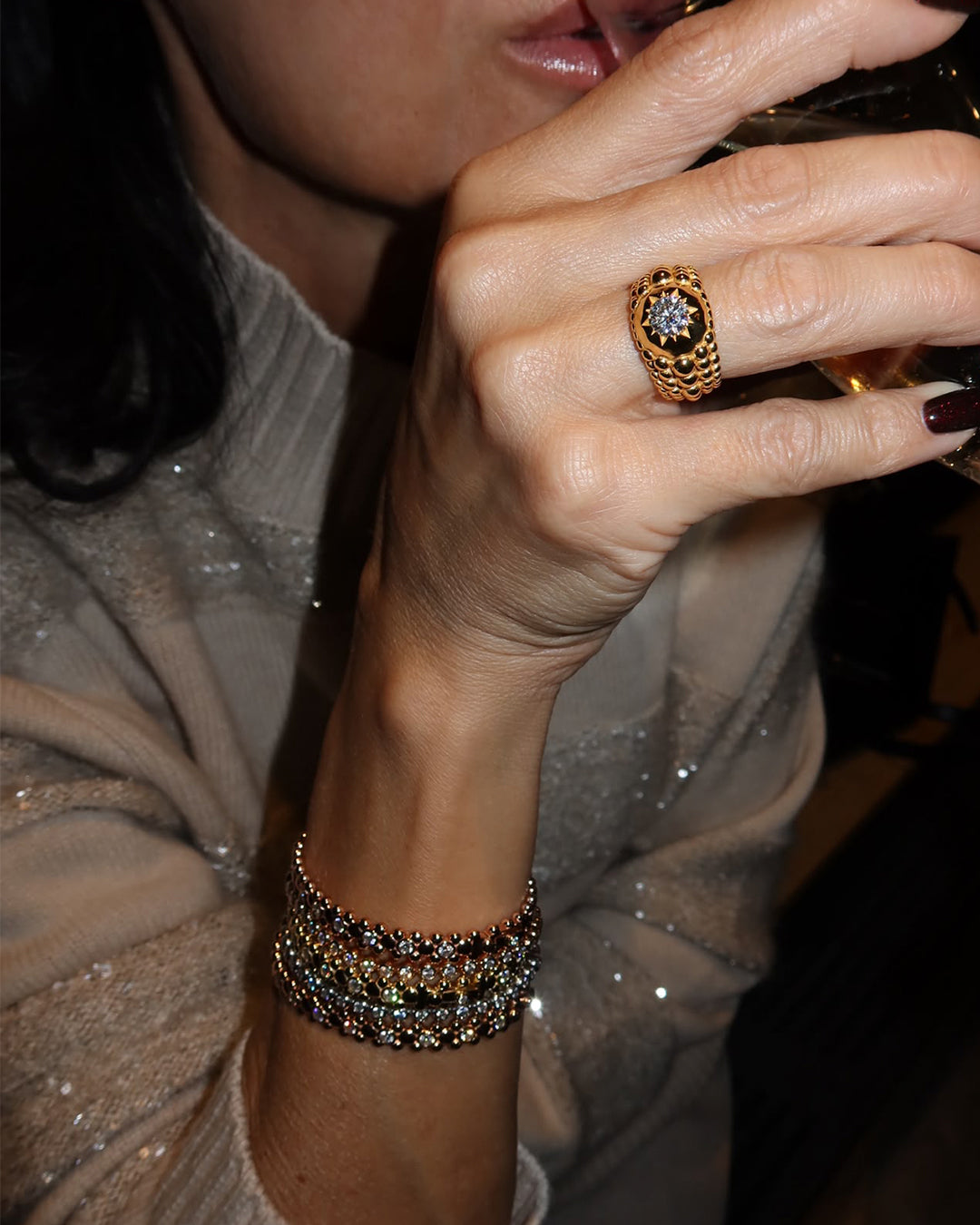 STELLI RING 18K Yellow Gold Vermeil with Moissanites