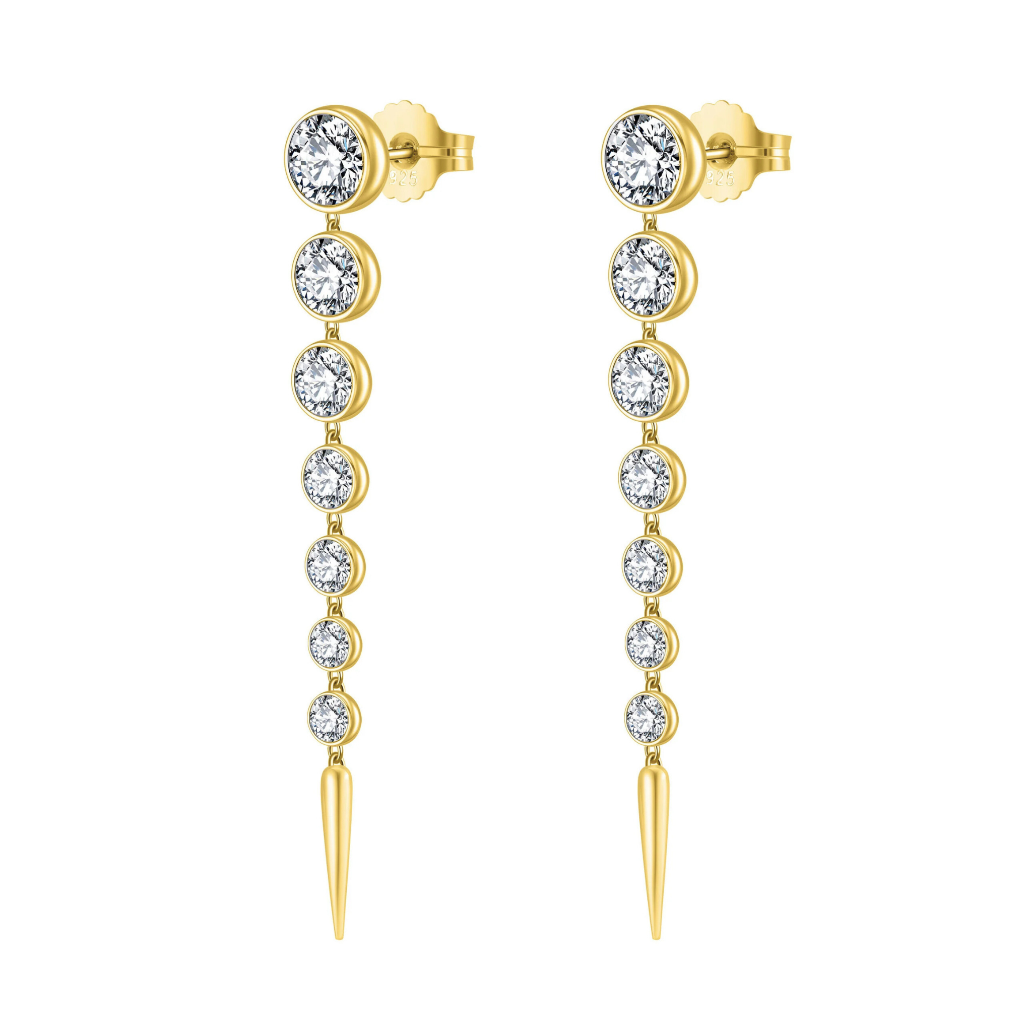 ETERI LONG EARRINGS 14K Yellow Gold Vermeil with Moissanites