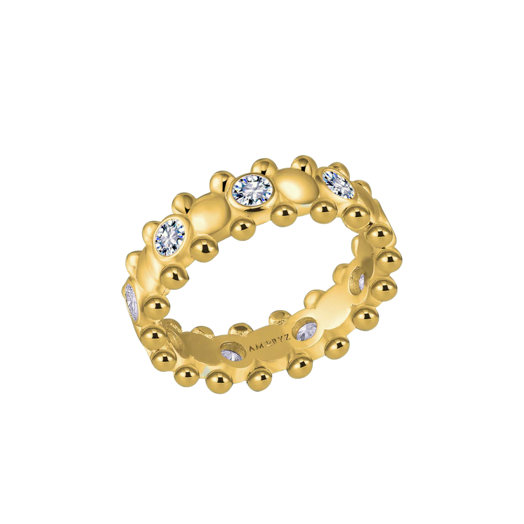 CERBERUS RING 14K Yellow Gold Vermeil with Moissanites
