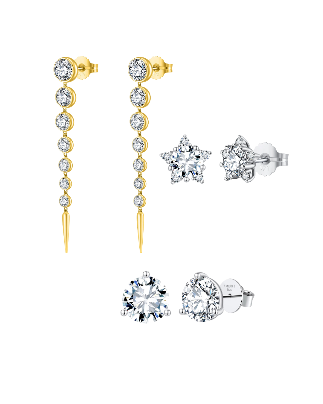 Solid Gold & Moissanite Earrings
