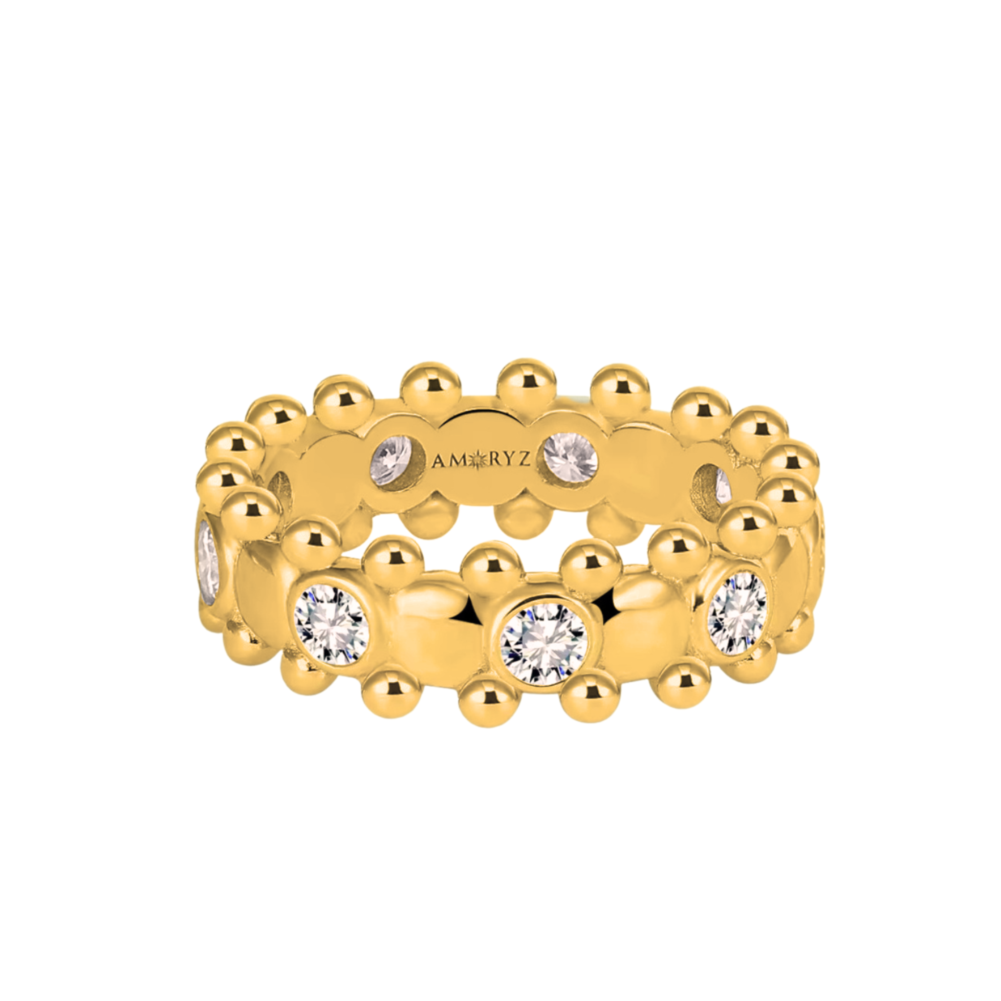 CERBERUS RING 18K Yellow Gold Vermeil with Moissanites