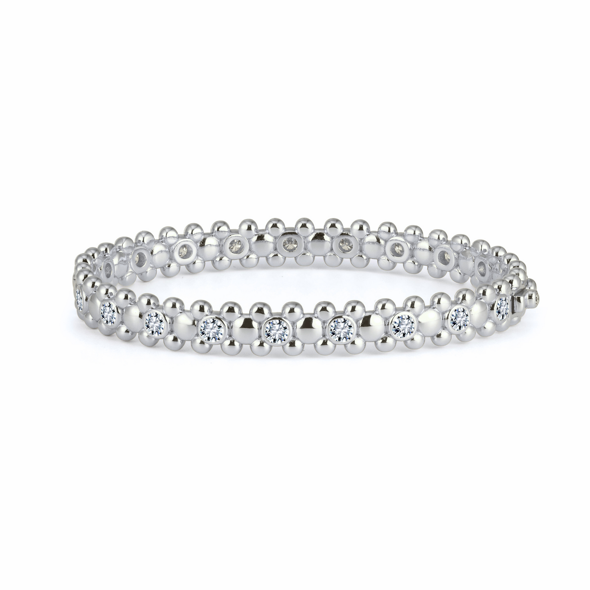 CERBERUS Bangle with Moissanites White Gold Vermeil