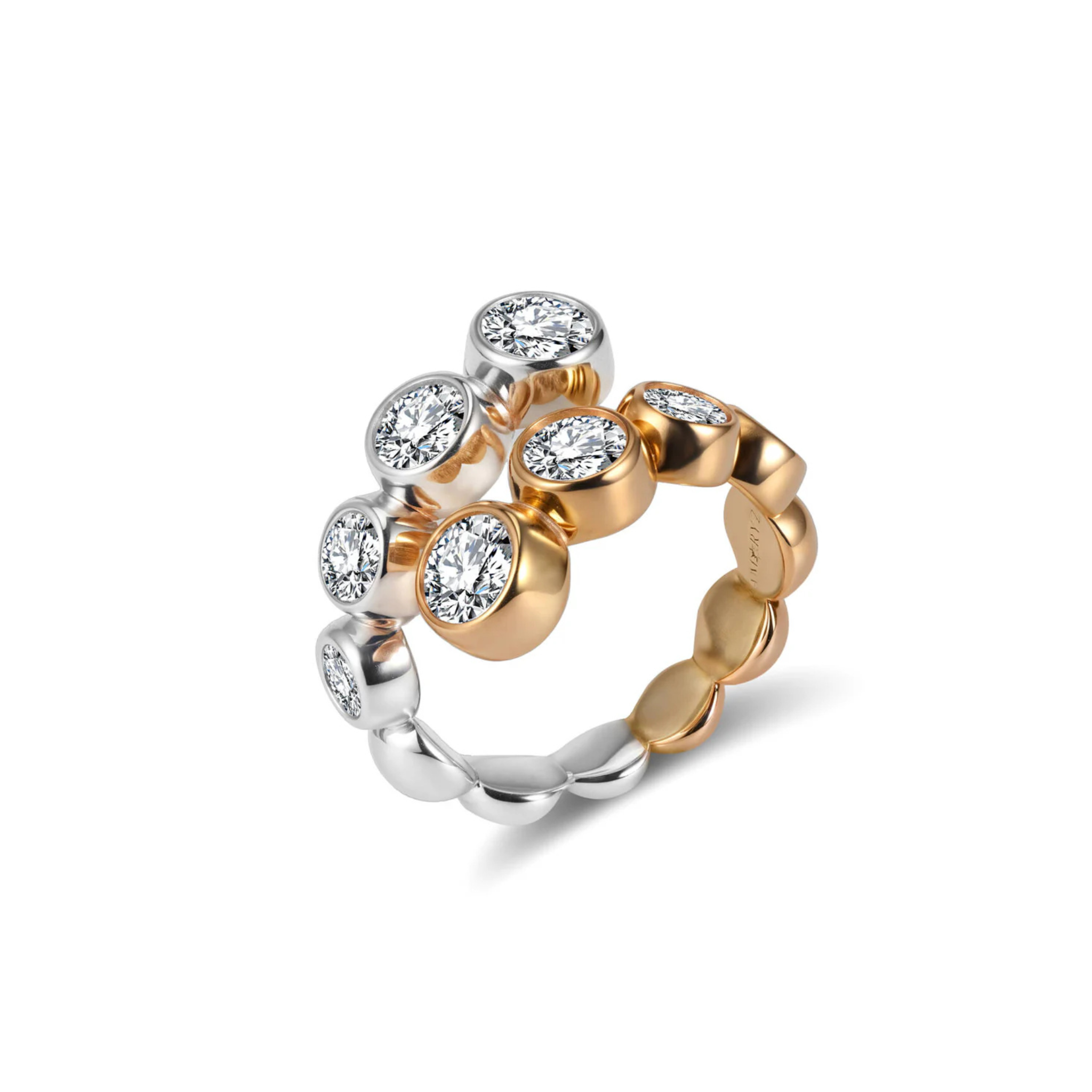 CELESTIAL ETERI DUALIS Ring White & Rose Gold Vermeil with Moissanites