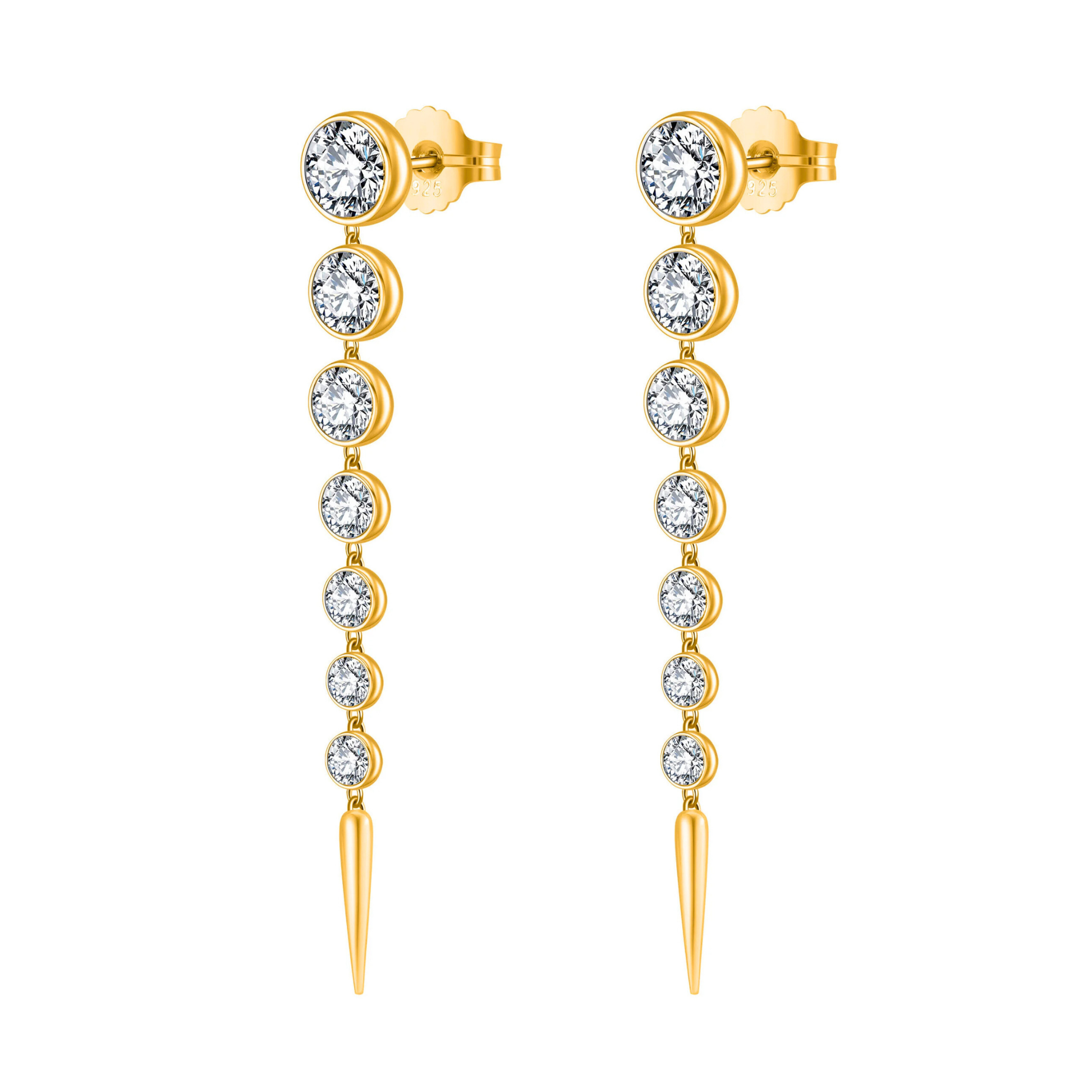 ETERI LONG EARRINGS 18K Yellow Gold Vermeil with Moissanites