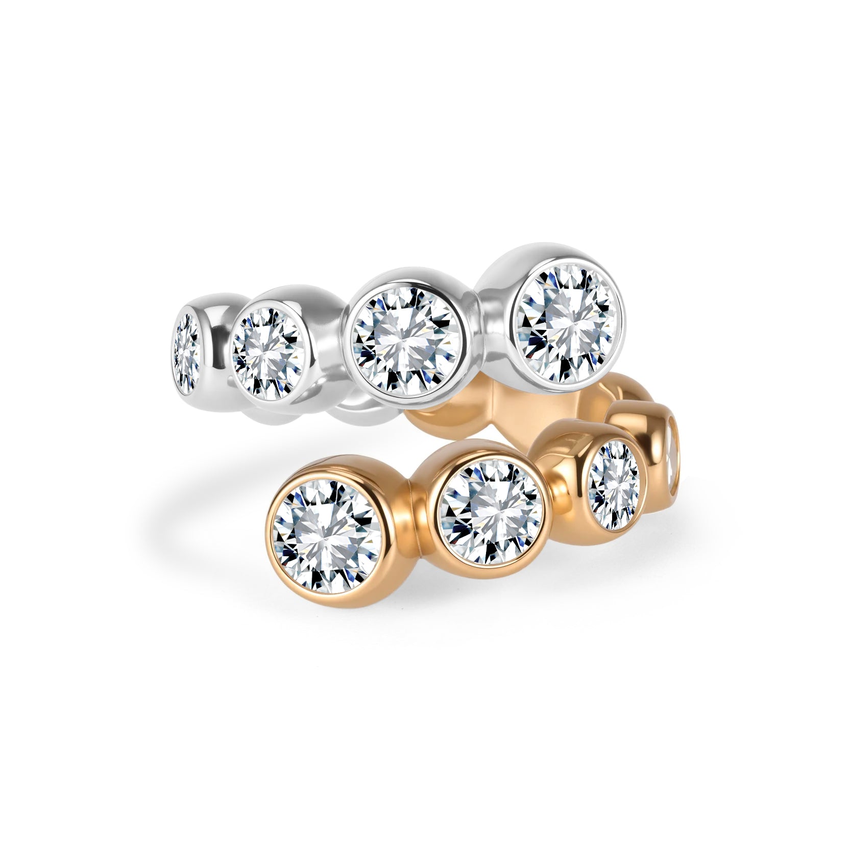CELESTIAL ETERI DUALIS Ring White & Rose Gold Vermeil with Moissanites