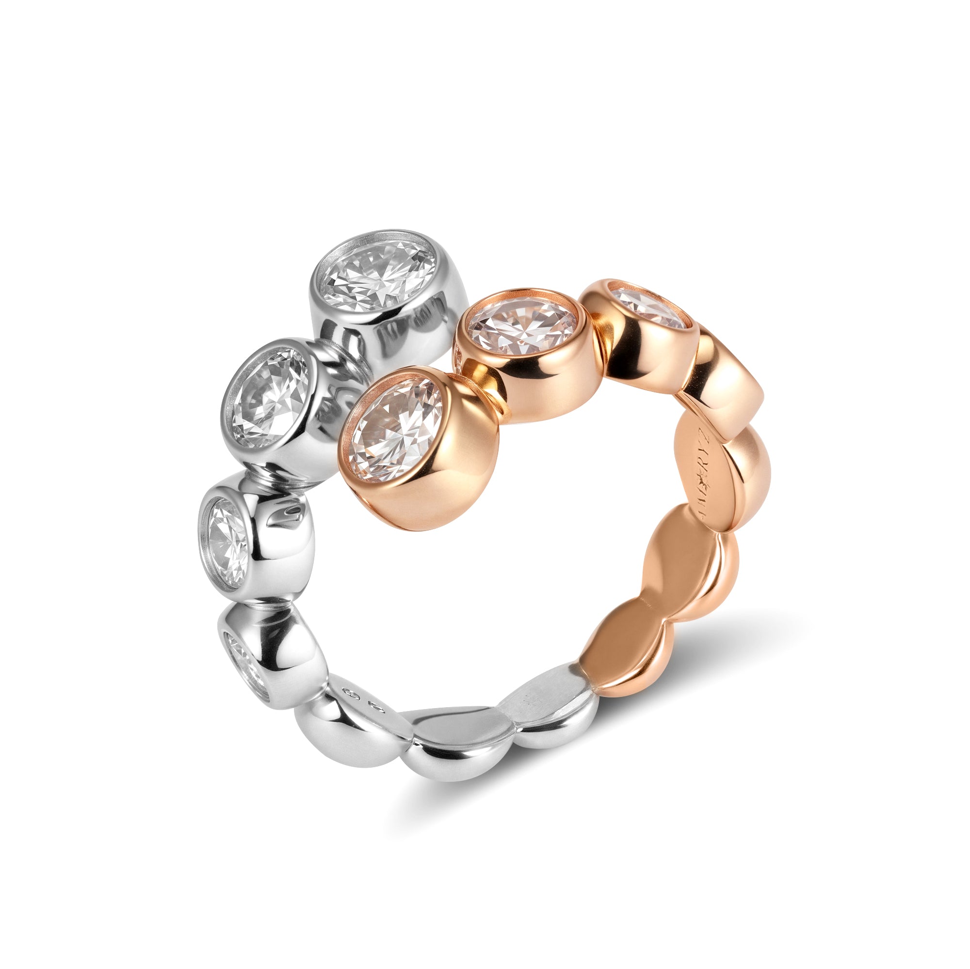 CELESTIAL ETERI DUALIS Ring White & Rose Gold Vermeil with Moissanites