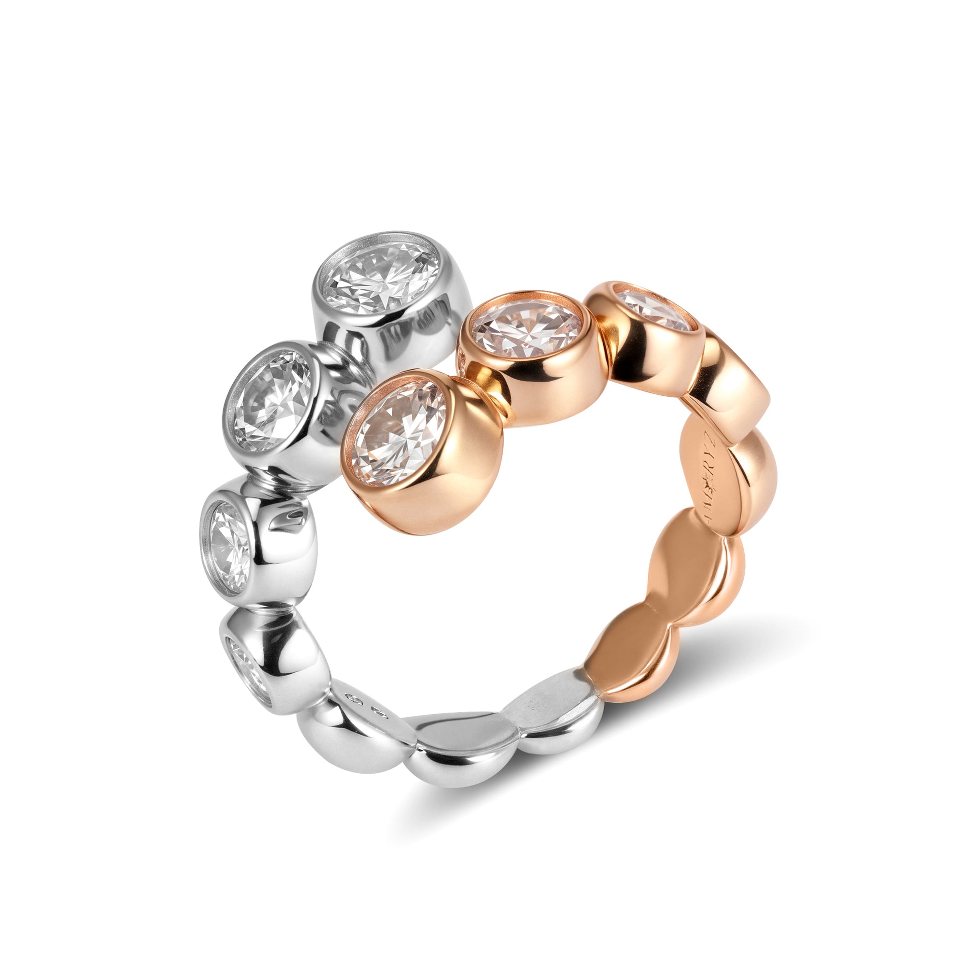 CELESTIAL ETERI DUALIS Ring White & Rose Gold Vermeil with Moissanites